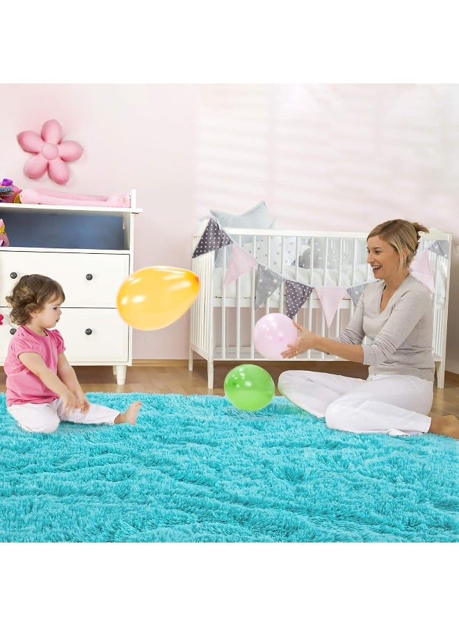 ST. BRIDGE Ultra Soft Fluffy Rugs for Bedroom 4x6 Feet, Shag Area Rugs for Living Room, Large Comfy Furry Rug for Boys Kids Baby Room Decor, Non Slip Nursery Rug Modern Indoor Fuzzy Floor Carpet, Teal - Image 3