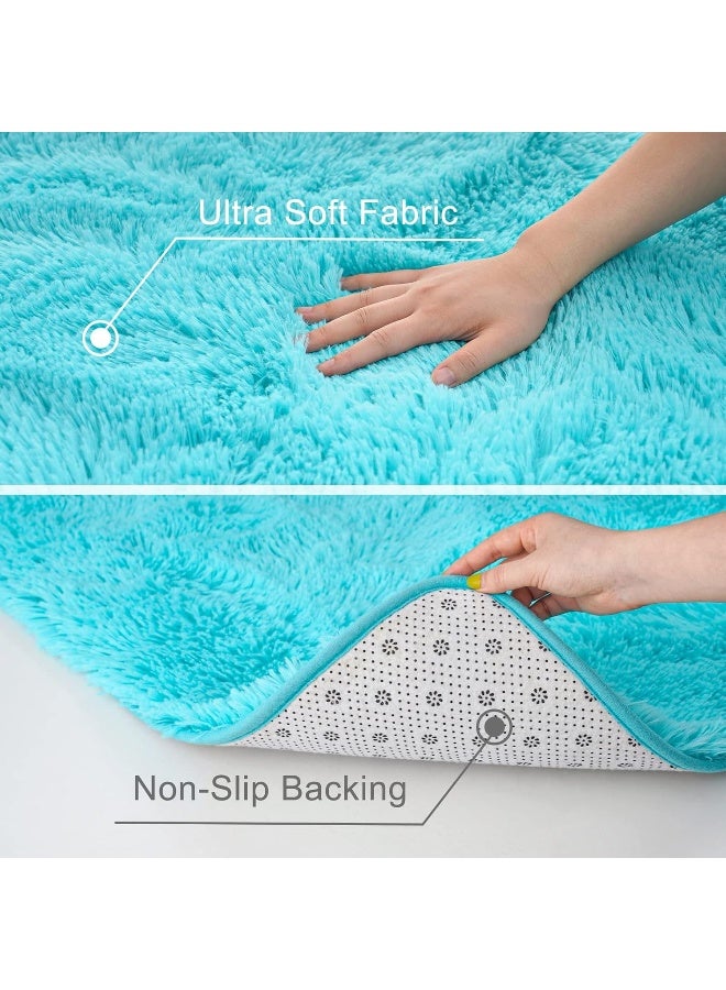 ST. BRIDGE Ultra Soft Fluffy Rugs for Bedroom 4x6 Feet, Shag Area Rugs for Living Room, Large Comfy Furry Rug for Boys Kids Baby Room Decor, Non Slip Nursery Rug Modern Indoor Fuzzy Floor Carpet, Teal - Image 4