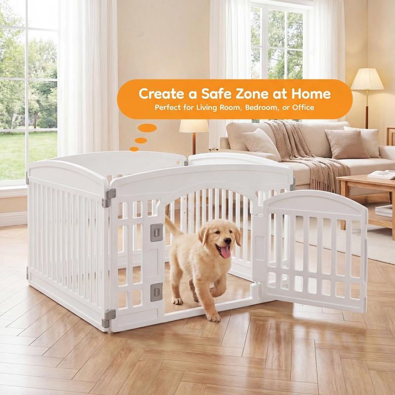 NEWBULIG Dog Playpen 4-Panel, 24IN Puppy Playpen, Stable Dog Play Pen Indoors/Outdoor with Secure Locking Door, Plastic Pet Fence for Small & Medium Dogs - Image 2