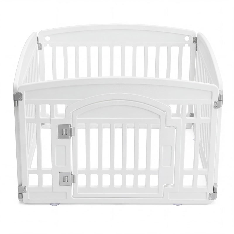 NEWBULIG Dog Playpen 4-Panel, 24IN Puppy Playpen, Stable Dog Play Pen Indoors/Outdoor with Secure Locking Door, Plastic Pet Fence for Small & Medium Dogs - Image 1