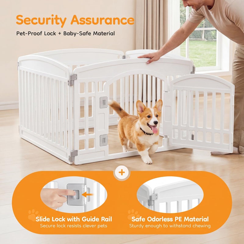 NEWBULIG Dog Playpen 4-Panel, 24IN Puppy Playpen, Stable Dog Play Pen Indoors/Outdoor with Secure Locking Door, Plastic Pet Fence for Small & Medium Dogs - Image 3