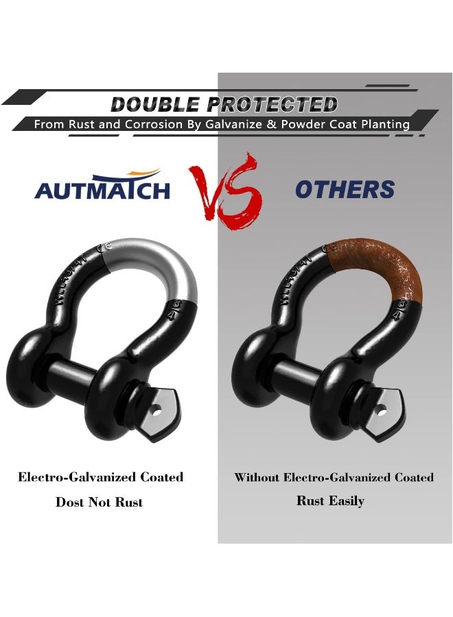AUTMATCH D Ring Shackle 3/4" Shackles (2 Pack) 41,887Ibs Break Strength With 7/8" Screw Pin And Shackle Isolator Washers Kit For Tow Strap Winch Off Road Vehicle Recovery Black - Image 5
