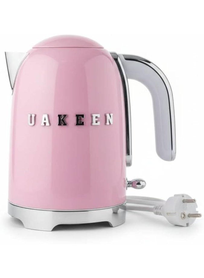 غلاية يوكين ستايل، سعة 2 لتر مع مؤشر لمستوى الماء، قاعدة دوارة 360 درجة، أقدام مانعة للانزلاق، غطاء ناعم الفتح بقوة 2200 واط، مصنوعة من الفولاذ المقاوم للصدأ، لون بينك - Image 2