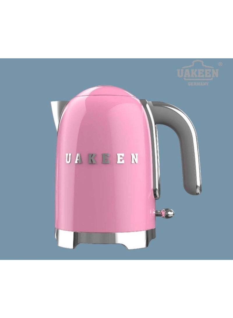 غلاية يوكين ستايل، سعة 2 لتر مع مؤشر لمستوى الماء، قاعدة دوارة 360 درجة، أقدام مانعة للانزلاق، غطاء ناعم الفتح بقوة 2200 واط، مصنوعة من الفولاذ المقاوم للصدأ، لون بينك - Image 4