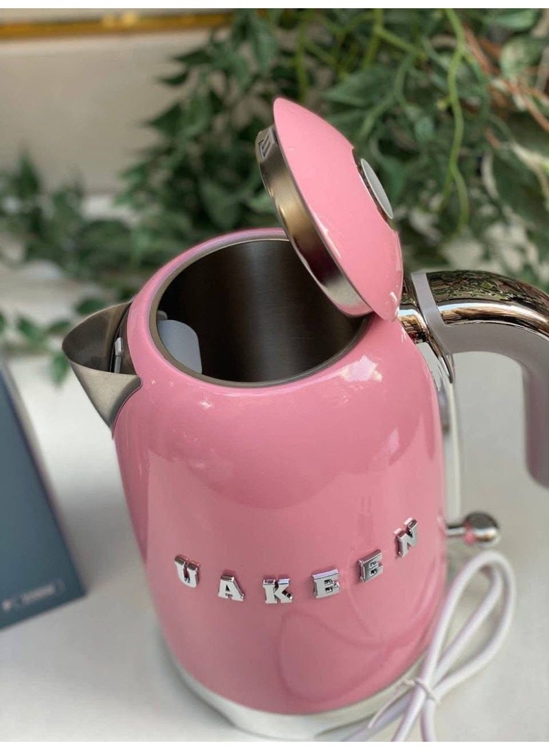 غلاية يوكين ستايل، سعة 2 لتر مع مؤشر لمستوى الماء، قاعدة دوارة 360 درجة، أقدام مانعة للانزلاق، غطاء ناعم الفتح بقوة 2200 واط، مصنوعة من الفولاذ المقاوم للصدأ، لون بينك - Image 5