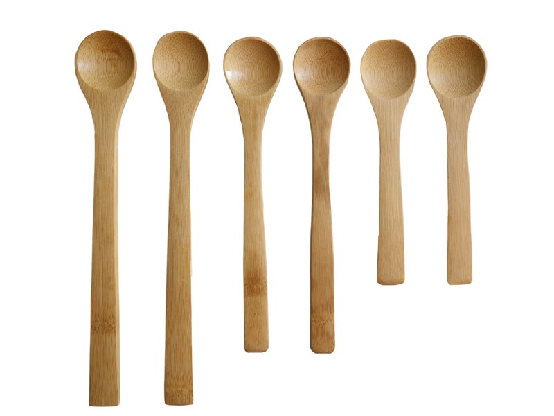 Small Bamboo Spoons Set Six Multisize Soup Spoons Mini Tasting Teaspoons for Coffee Tea Jam Herbs Salts and Desserts