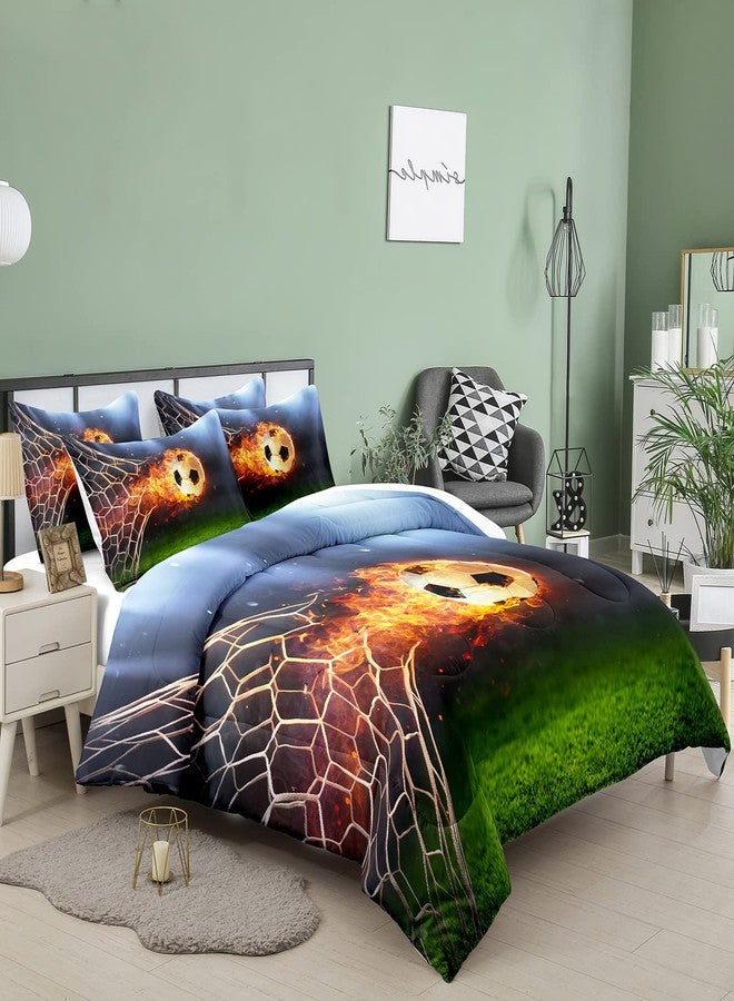 Bodhi Boys Soccer Comforter Set Twin,Sports Bedding Set Twin for Boys Teen Kids,Teen Boy Comforter Set with Matching Pillowcases,Kids Football Bedding Set Twin Size - Image 3