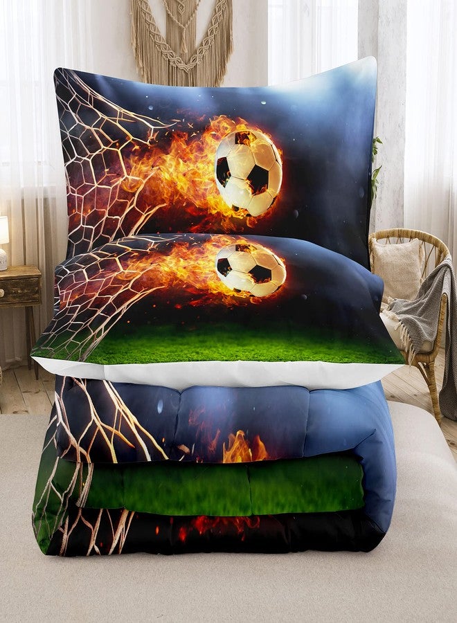 Bodhi Boys Soccer Comforter Set Twin,Sports Bedding Set Twin for Boys Teen Kids,Teen Boy Comforter Set with Matching Pillowcases,Kids Football Bedding Set Twin Size - Image 2