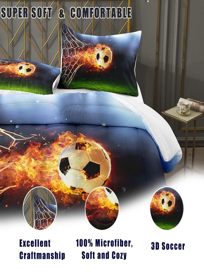 Bodhi Boys Soccer Comforter Set Twin,Sports Bedding Set Twin for Boys Teen Kids,Teen Boy Comforter Set with Matching Pillowcases,Kids Football Bedding Set Twin Size - Image 4
