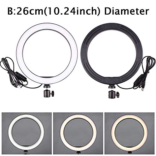 OEBLD Ring Light OEBLD Dimmable with 3 Light Modes & 10 Brightness Level LED Ring Fill Lights for Phone Live Stream Makeup YouTube Shooting(B(only 10'' Ring Light)) - Image 2