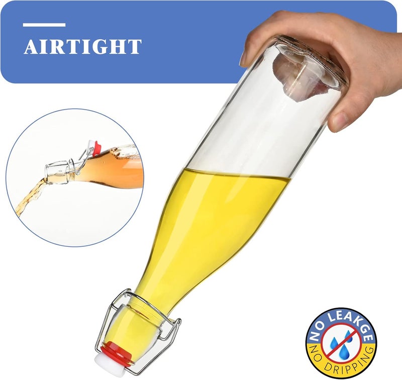 KITGLASCUP Clear Glass Bottle with Swinging Top for Airtight Lids, 16oz 10 Pack Beer Bottles with Flip Caps, Home Brewing and Fermentation Kombucha, Vanilla Extract, Beverage, Water, Kefir - Image 3