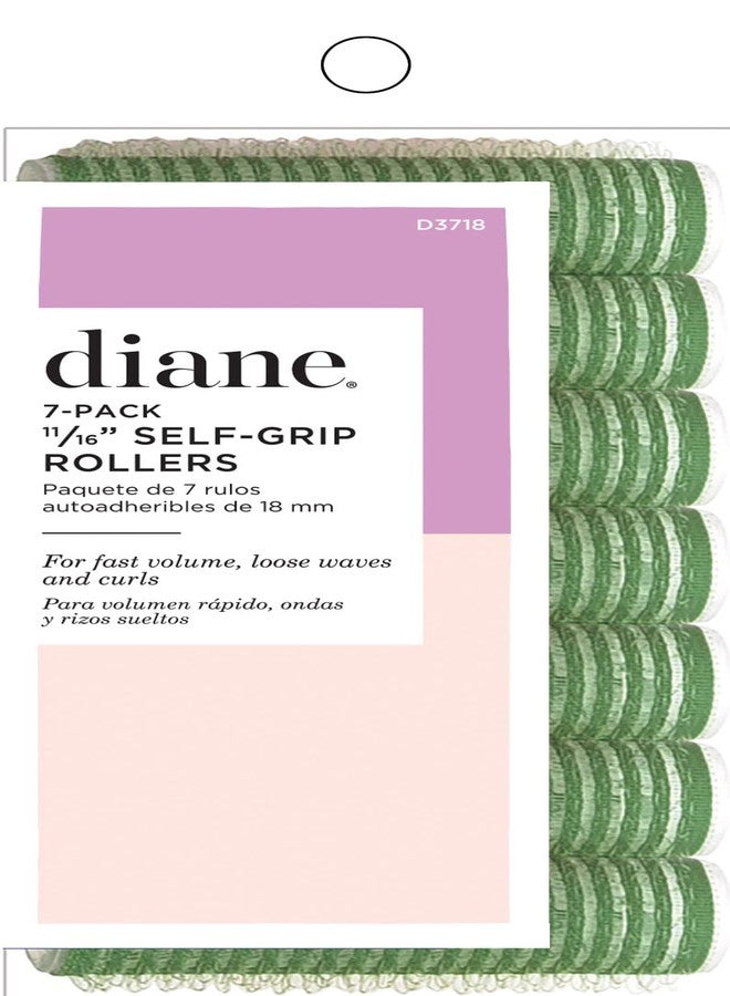 Diane 11/16-Inch Self-Grip Hair Rollers for Defined Curls, Root Lift, Layer Definition, Lightweight and Reusable, Ideal for All Hair Types and Easy Styling, Green, 7 Count - Image 1