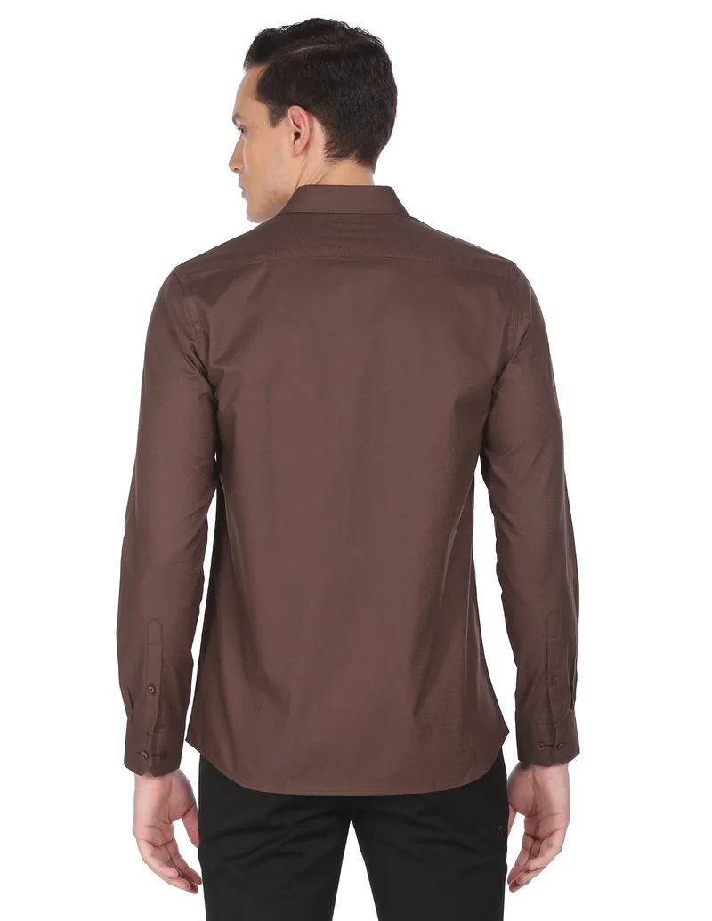 Arrow Brown Manhattan Slim Fit Patterned Shirt for Men | Best Price UAE