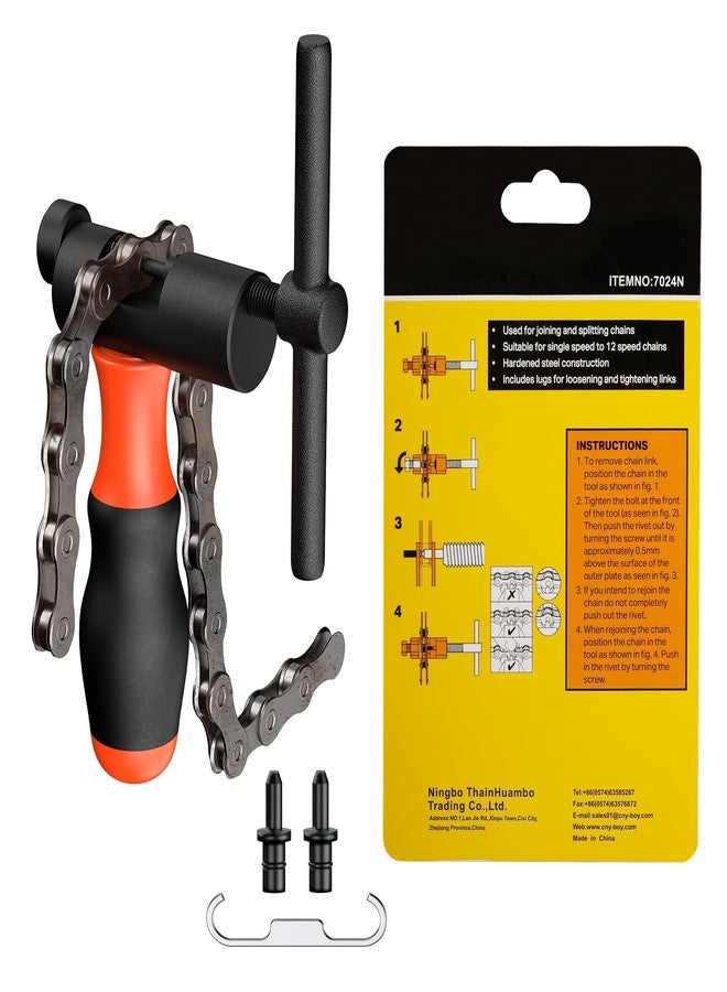 Pawfly Bike Chain Breaker Tool Bicycle Chain Splitter for 5 to 12-Speed & Single-Speed Chains Bike Chain Tool Bicycle Chain Tool with Chain Hook & 2 Replacement Driving Pins Bike Chain Rivet Remover - Image 1