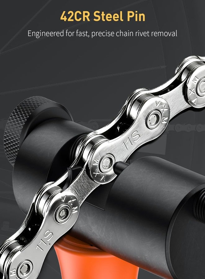 Pawfly Bike Chain Breaker Tool Bicycle Chain Splitter for 5 to 12-Speed & Single-Speed Chains Bike Chain Tool Bicycle Chain Tool with Chain Hook & 2 Replacement Driving Pins Bike Chain Rivet Remover - Image 4