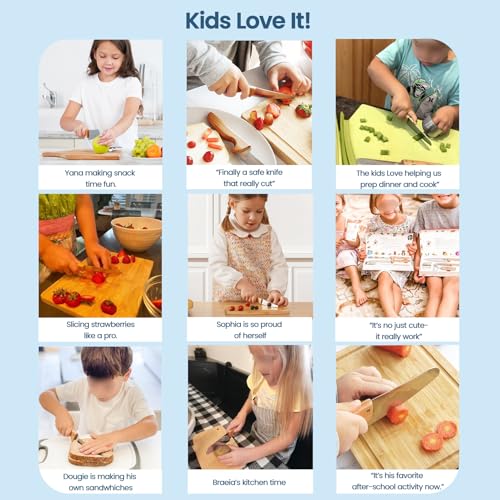 Kibbidea Kids Knife Set for Real Cooking, 4pcs Safe Kitchen Knives for Beginners, Food-grade Stainless Steel Blades for Cutting Chopping, Child First Starter knife, BPA-free (Silver) - Image 4