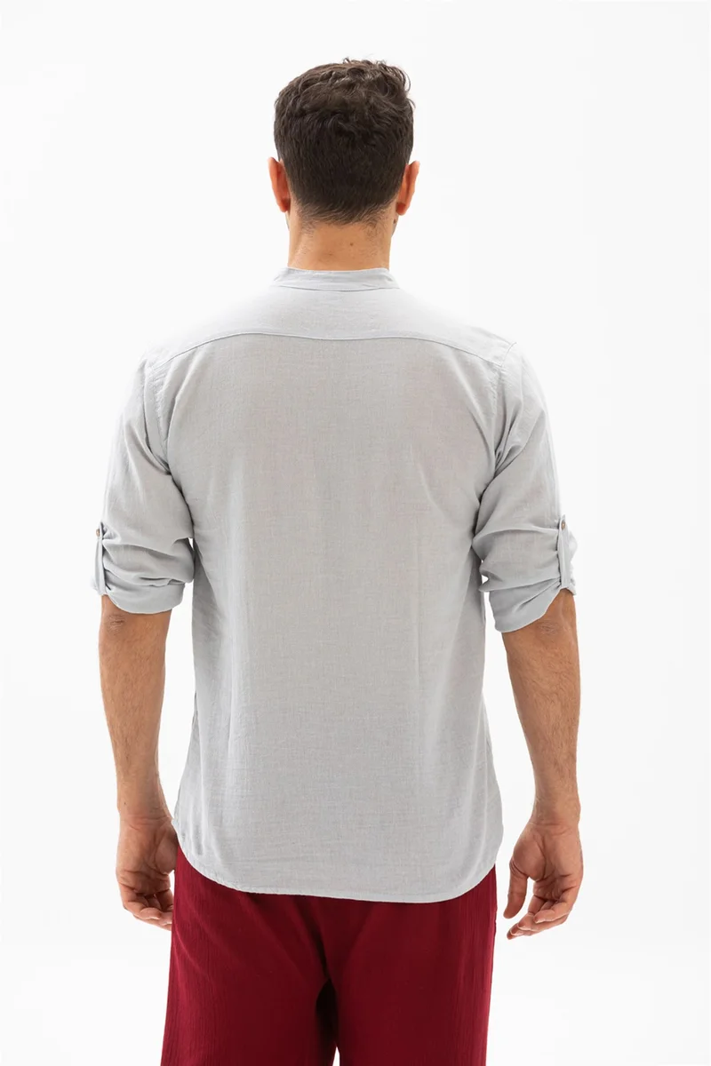 Eliş Şile Bezi Long Sleeve Şile Cloth Bodrum Men's T-Shirt Taş 9002