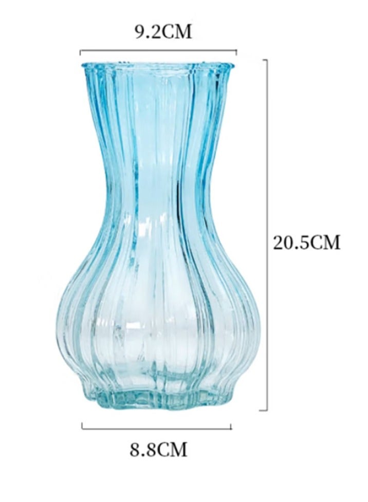 Jingke Glass Vase Simple Desktop Vase Living Room Decoration Ornaments Gradient Blue - Image 1
