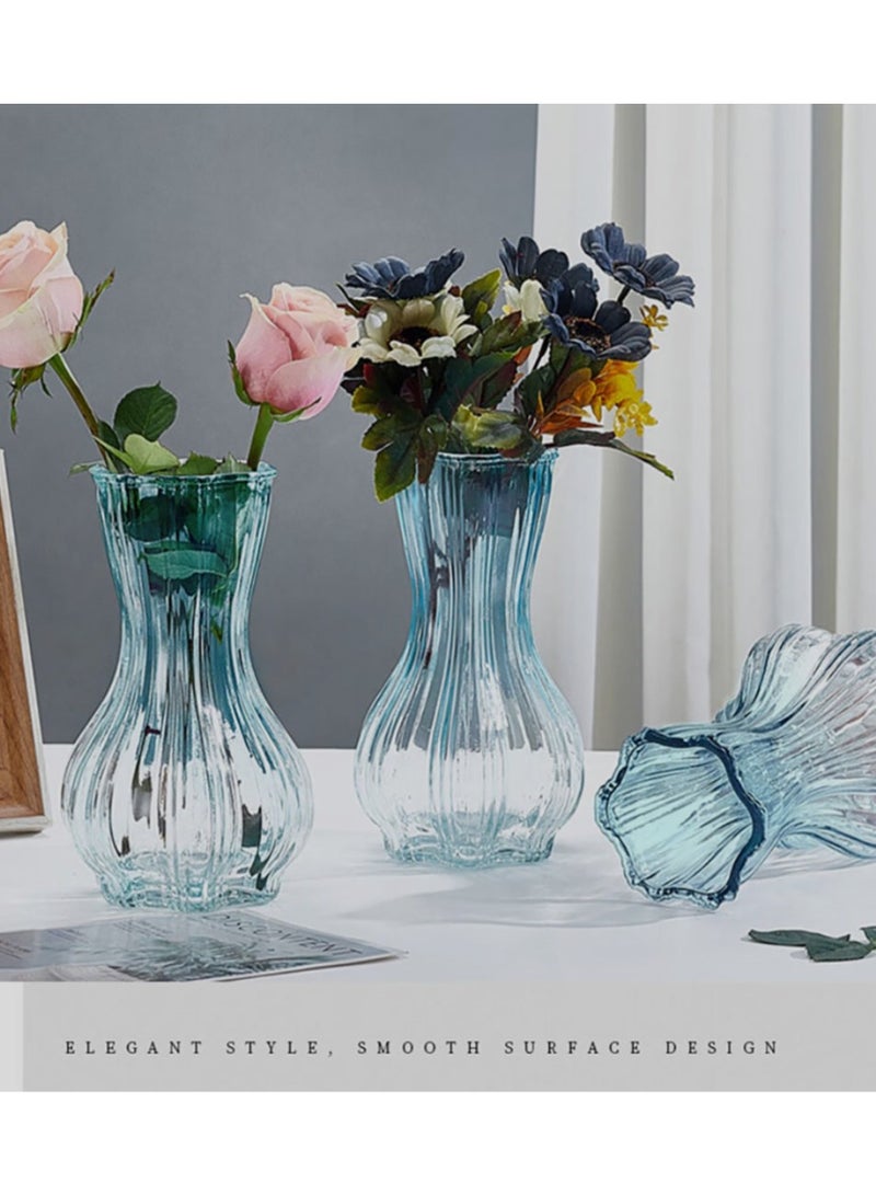Jingke Glass Vase Simple Desktop Vase Living Room Decoration Ornaments Gradient Blue - Image 4