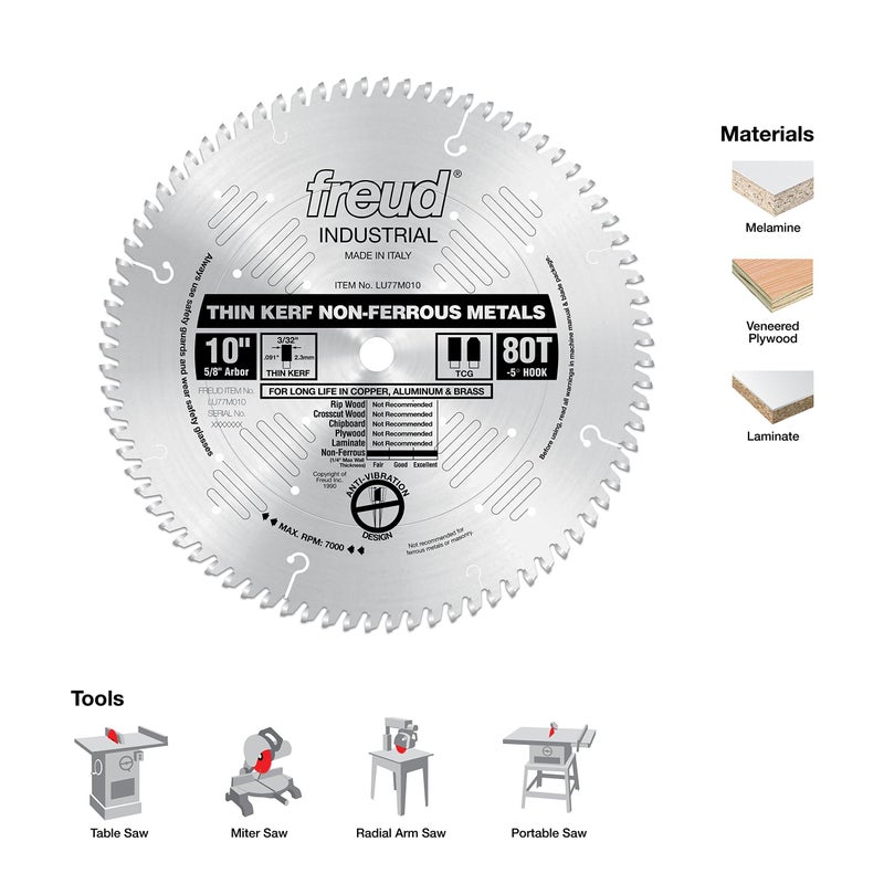 Freud LU77M010: 10" Medium Stock Aluminum Blade - Image 2