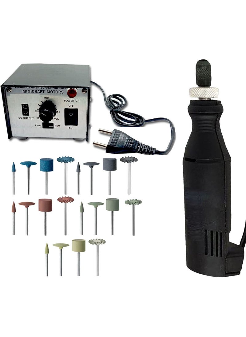 DIY Crafts - DIY Crafts 12x Random Burr, Rubber/Stones Burr, Tools Minicraft Machine/Mini Drill Machine With 12V Speed And Direction Control Stabilizer Elimeter Box Adjust (12x Random Burr, Rubber/Stones Burr) - Image 1