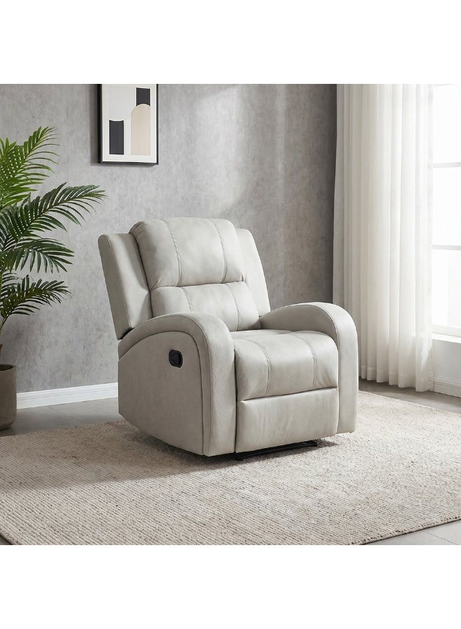 Danube Home Crimson 1 Seater Fabric Recliner Sofa Modern Design One Seat Relaxing Chair Comfortable Living Room Furniture L 83 x W 96 x H 97 cm Off White