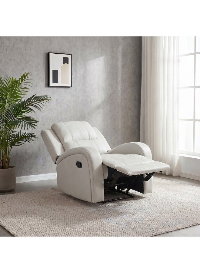 Danube Home Crimson 1 Seater Fabric Recliner Sofa Modern Design One Seat Relaxing Chair Comfortable Living Room Furniture L 83 x W 96 x H 97 cm Off White - Image 2