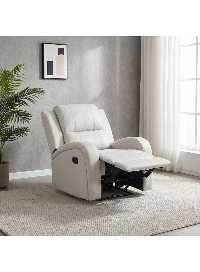 Danube Home Crimson 1 Seater Fabric Recliner Sofa Modern Design One Seat Relaxing Chair Comfortable Living Room Furniture L 83 x W 96 x H 97 cm Off White - Image 3
