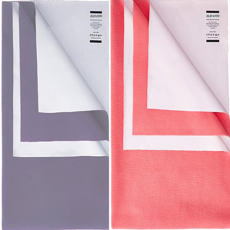 ELEVANTO Baby AntiPiling Fleece Extra Absorbent Instant Dry Sheet for Baby Baby Bed Protector Waterproof Sheet Small Size 50x70cm Pack of 2 Purple SELMON