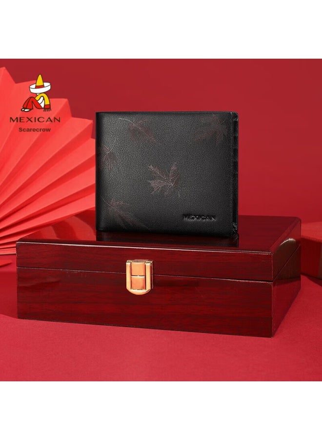 Scarecrow Men's Wallet, Short Style, Genuine Top-grain Leather, High-end Gift Box, Birthday Present For Dad, Father, Or Husband - Image 2