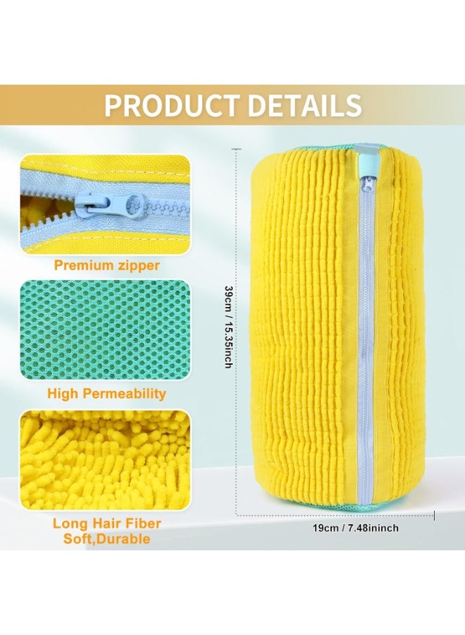 كيس غسيل الأحذية للغسالة ، عبوة من عبئتين محمولة لغسيل الأحذية كيس العناية بالأحذية ، كيس تنظيف عميق للأحذية ، كيس غسيل أحذية قابل لإعادة الاستخدام لجميع أنواع وأحجام الأحذية ، أصفر - Image 4