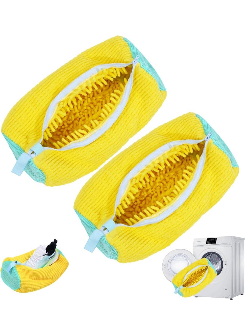 كيس غسيل الأحذية للغسالة ، عبوة من عبئتين محمولة لغسيل الأحذية كيس العناية بالأحذية ، كيس تنظيف عميق للأحذية ، كيس غسيل أحذية قابل لإعادة الاستخدام لجميع أنواع وأحجام الأحذية ، أصفر - Image 1