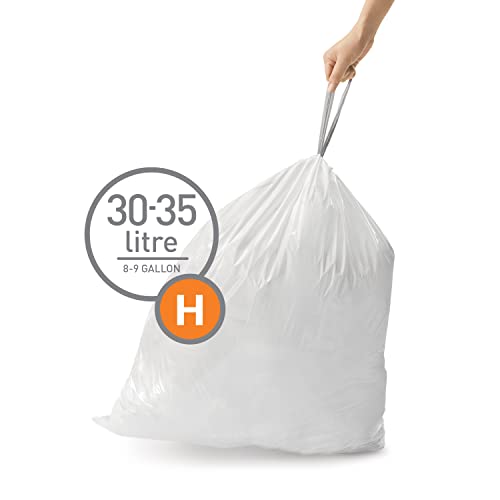 simplehuman Code H Custom Fit Drawstring Trash Bags in Dispenser Packs, 20 Count, 30-35 Liter / 8-9 Gallon, White - Image 2