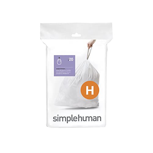 simplehuman Code H Custom Fit Drawstring Trash Bags in Dispenser Packs, 20 Count, 30-35 Liter / 8-9 Gallon, White - Image 1