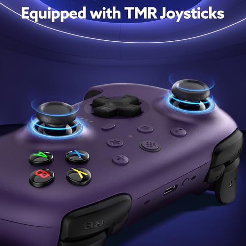 8BitDo Ultimate 2 Wireless Controller with TMR Joysticks for Windows Android Gaming Controller with Switchable Hall EffectTactile Triggers RGB Fire Ring 8Speed Wireless Tech Charging Dock Purple - Image 3