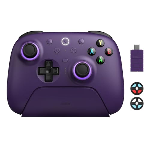 8BitDo Ultimate 2 Wireless Controller with TMR Joysticks for Windows Android Gaming Controller with Switchable Hall EffectTactile Triggers RGB Fire Ring 8Speed Wireless Tech Charging Dock Purple - Image 1