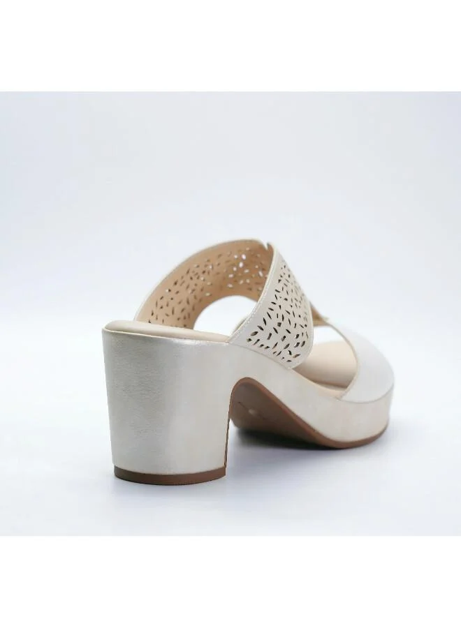 Michelle Morgan Gold 092-3144 Michelle Morgan Stylish Heeled Slide Sandals 514RJ75E Gold for Women | Best Price UAE