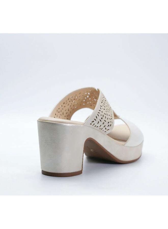Michelle Morgan 092-3144 Michelle Morgan Stylish Heeled Slide Sandals 514RJ75E Gold - Image 4