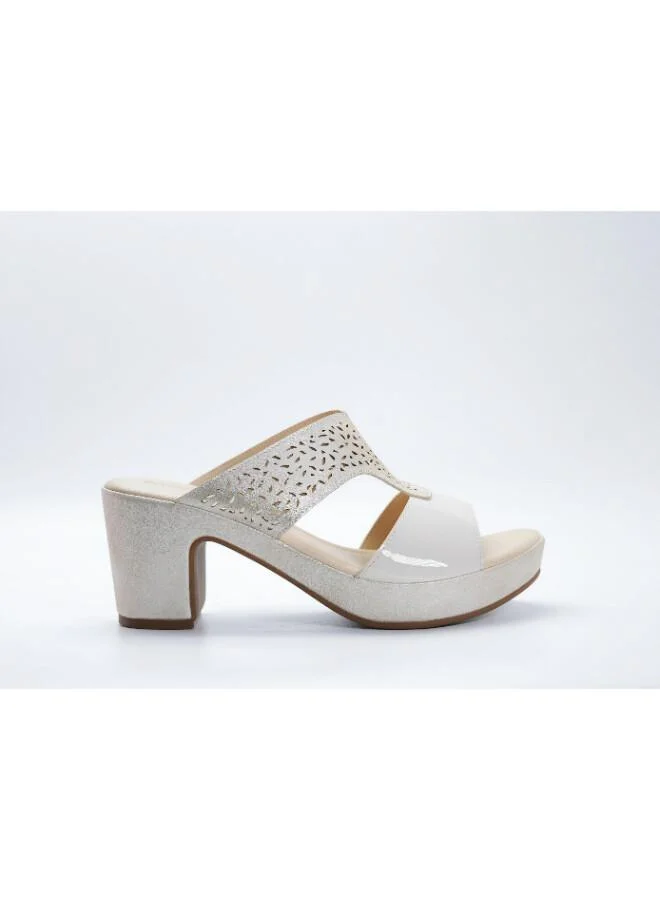 Michelle Morgan Gold 092-3144 Michelle Morgan Stylish Heeled Slide Sandals 514RJ75E Gold for Women | Best Price UAE