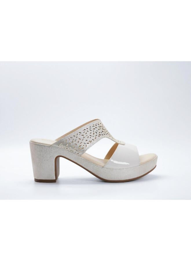 Michelle Morgan 092-3144 Michelle Morgan Stylish Heeled Slide Sandals 514RJ75E Gold - Image 3