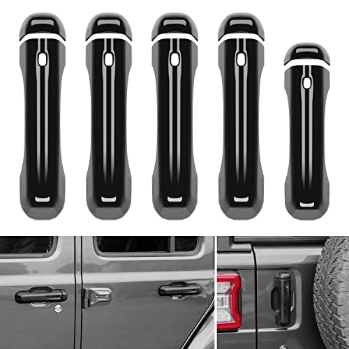 CheroCar for Jeep JL Door Handle Cover Trim Tailgate Handle Cover Fit for 2018-2025+ Jeep Wrangler JL JLU Sports Sahara Freedom Rubicon 2-Door & 4-Door Exterior Accessories,Black - Image 1