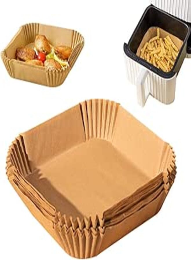 Omazing Non-stick Parchment Disposable Paper Liner For Oven And Air Fryer - Square, 50 Pieces, 6.3in, Natural