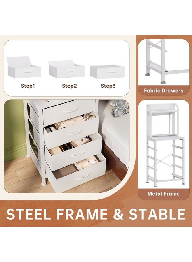 WODRAWER Tall Dresser for Bedroom, 4 Drawer Dresser & Chests of Drawers with Mirror & Open Shelves, Vertical Vanity Storage Cabinet for Small Space - Image 5