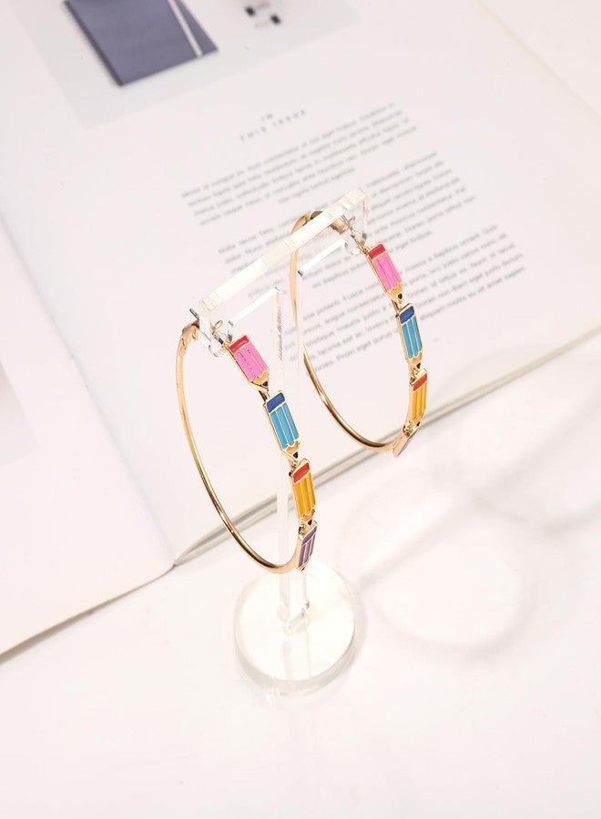 BVGA Teacher Earrings for Women Book Pencil Hoop Earrings Teacher Jewelry Appreciation Gifts Back to School Outfits Accessories (Style B) - Image 5
