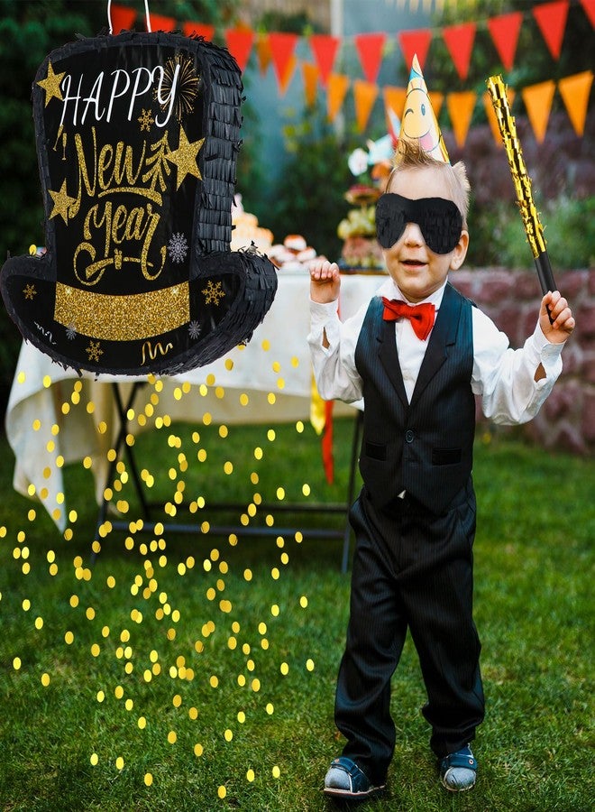 Poen بينياتا رأس السنة الجديدة 2026 من بوين، بينياتا قبعة سوداء مع عصا وعصابة للعينين، قصاصات ورقية ملونة، مستلزمات حفلات رأس السنة الجديدة، زينة، بينياتا كبيرة للبالغين، ألعاب، مستلزمات حفلات، 14.96 × 12.4 × 2.95 بوصة - Image 5