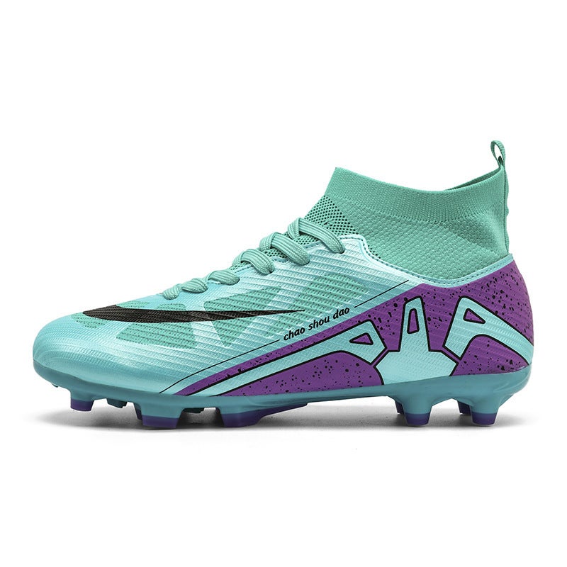High-Top Football Shoes Tf Broken Nails Artificial Lawn Ag Nail Leather Feet Boys And Girls Children Teenagers Students Training Shoes - Image 5