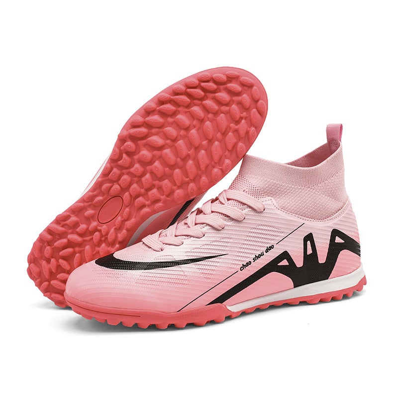High-Top Football Shoes Tf Broken Nails Artificial Lawn Ag Nail Leather Feet Boys And Girls Children Teenagers Students Training Shoes - Image 1