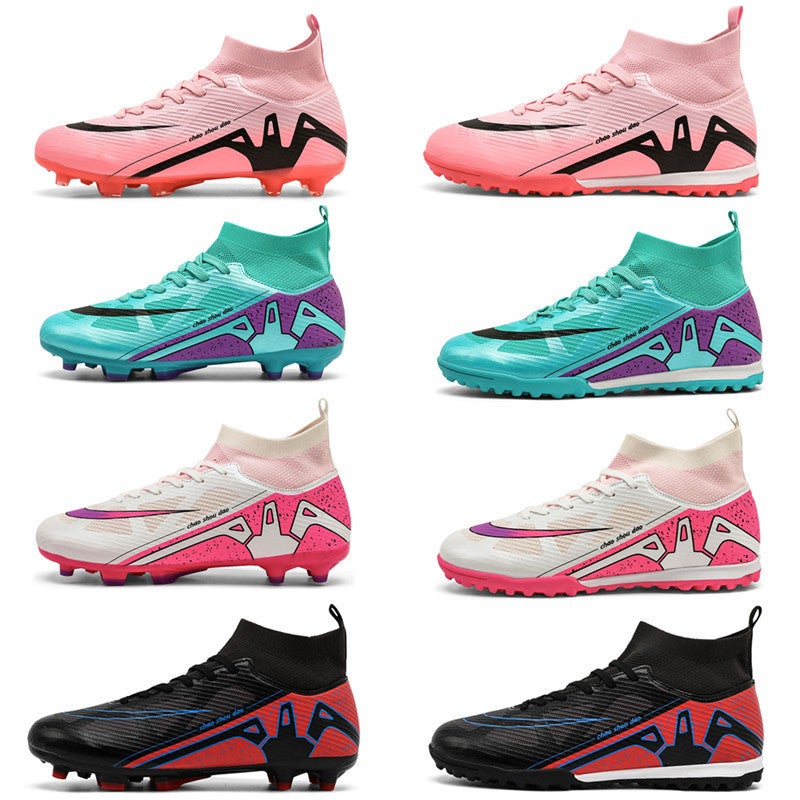 High-Top Football Shoes Tf Broken Nails Artificial Lawn Ag Nail Leather Feet Boys And Girls Children Teenagers Students Training Shoes - Image 2