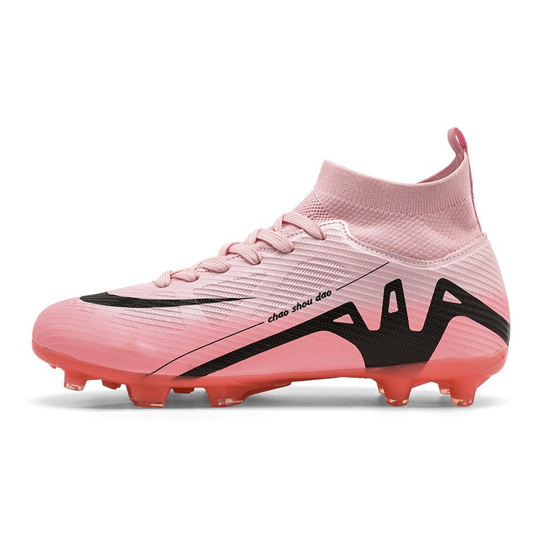 High-Top Football Shoes Tf Broken Nails Artificial Lawn Ag Nail Leather Feet Boys And Girls Children Teenagers Students Training Shoes - Image 3