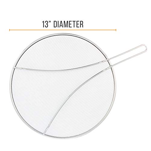 U.S. Kitchen Supply Stainless Steel Splatter Guard 13" Fine Mesh Cover, Grease & Oil, Splatter Screen for Frying Pan, Cooking Pots, with Resting Feet - Image 2
